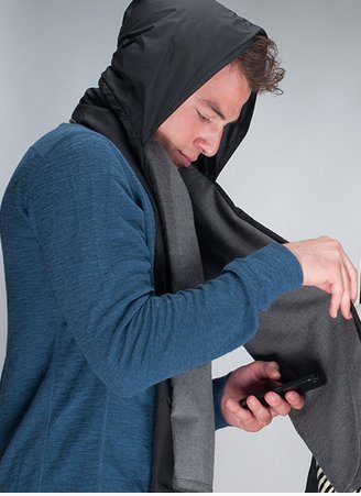The RainScarf - Reversible Scarf | Includes Waterproof Hood and 2 Pockets | Soft and Comfortable | Generous Length - Grey4