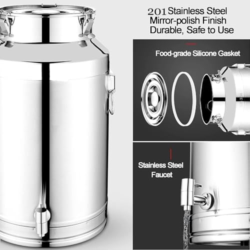 Lattiera in acciaio inox con coperchio sigillato, contenitore versatile per liquidi e solidi, ideale per conservare vino, acqua, olio e tè