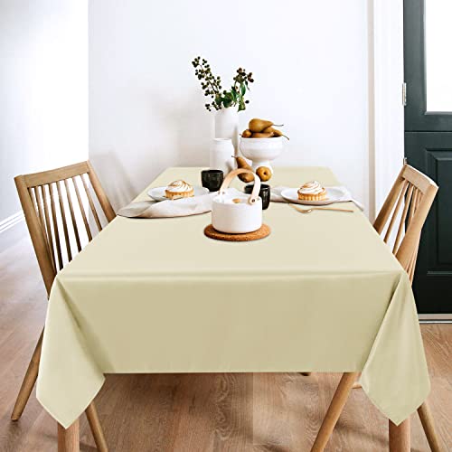 Image of sancua 2 Pack Beige Tablecloth 54 x 78 Inch, Rectangle 4 Feet Table Cloth - Stain and Wrinkle Resistant Washable Polyester Table Cover for Dining Tables, Buffet Parties and Camping