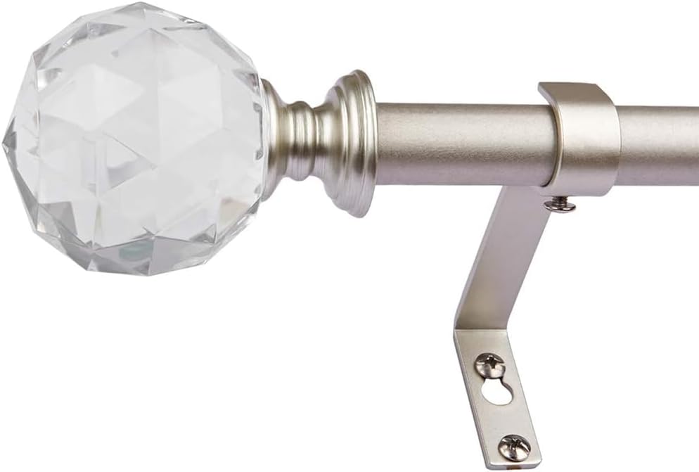 Window Treatment Rod Set, Window Curtain Rod, 86 to 120 Inch Acrylic Curtain Rod With Crystal Diamond Finials, Apply to Bathroom Kitchen Bedroom Window, Champagne 86 to 120 in Champagne