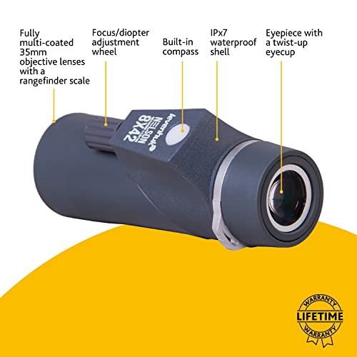 Levenhuk Nelson 8X42 Marine Monocular With Built-In Compass And Rangefinder, Bak-4 Glass Optics And Ipx7 Waterproof Protection Rate #TOP1