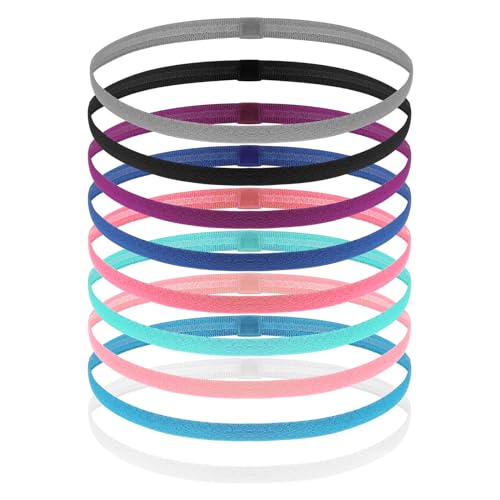Gjinxi 9 faixas esportivas elásticas, finas, antiderrapantes, elásticas, laços de cabelo skinny, ace