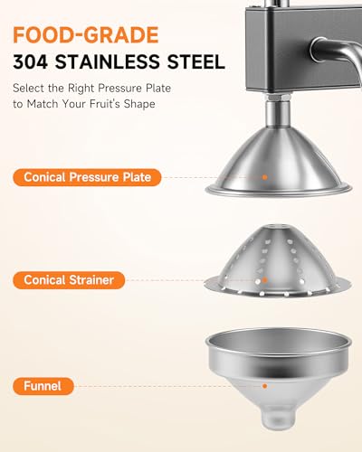 Image of CO-Z Manual Citrus Juicer, Heavy-Duty Manual Juicer with Conical & Flat Pressure Plates, Professional Lemon Squeezer for Orange Pom Lime Lemon Juice, Dishwasher Safe Orange Juice Press, Gray