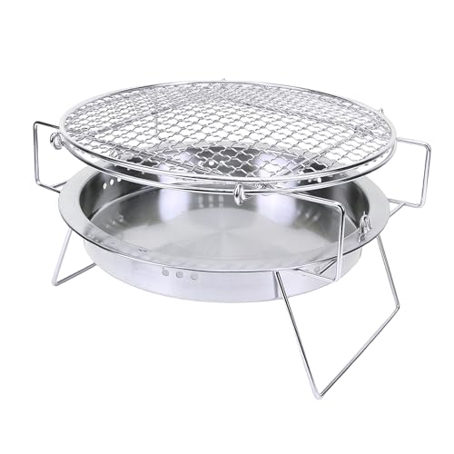 Barbecue au Charbon de Bois Pliant Rond en Acier Inoxydable Grand Format 30x19.5cm pour Camping - 7