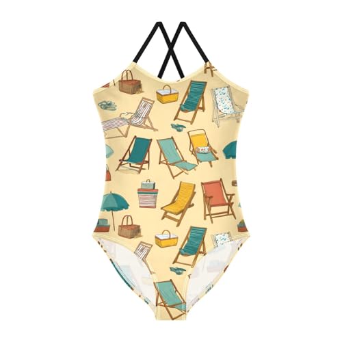 Beach Chairs Deck Girls One Piece Swimsuits Summer Quick Dry Beach Bathing Suit