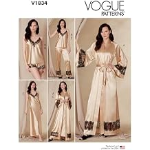Vogue V1834B5 Misses Loose-Fitting Wrap Robe, Belt, Camisole, Slip, Shorts and Pants Sewing Pattern Kit, Code V1834, Sizes 8-10-12-14-16