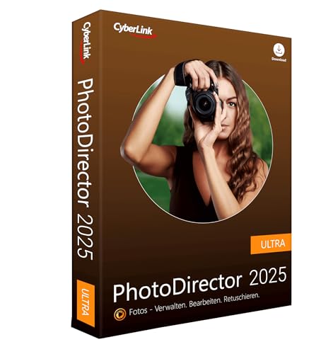 CyberLink PhotoDirector 2025 Ultra Leistungsstarkes Bildbearbeitungsprogramm Komplettes Fotostudio Erstellt perpekte Fotocollage / Fotoshow / Panorama Lichteffekte GIF Windows 10/11 [Box]