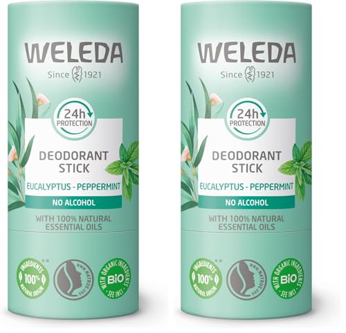 WELEDA Bio 24h Deo Stick Eukalyptus & Pfefferminze – Naturkosmetik Deodorant mit erfrischendem Duft. Natürlicher Deostick schützt zuverlässig vor Körpergeruch ohne Aluminiumsalze (vegan, 50g)