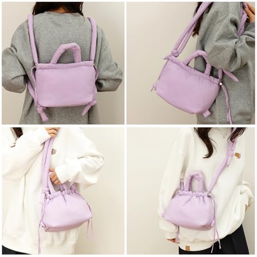 Puffy Crossbody Bag Tote Bag Padded Puffer Shoulder Bag Lattice Padding Handbag Quilted Backpack for Women4
