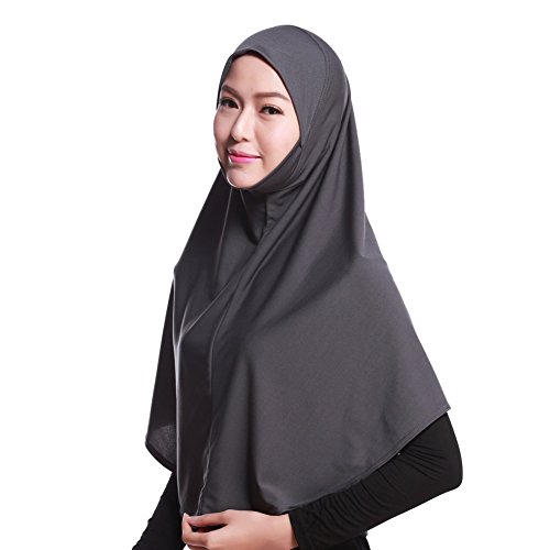 Daxin Muslim Hijab Amira Islamic Solid Soft Scarf Long Hejab Head Shawls Grey