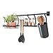 Price comparison product image iDesign Kitchen Wall Organiser, Metal Hanging Storage with 2 Hooks, Small Shelf, Kitchen Utensil Holder and Spice Rack, Matte Black, 63.8 x 14.5 x 23.8 cm