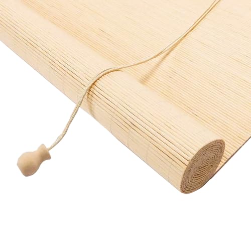 NEXOPKSVCR Persiana Estor Enrollable De Bambú Cortinas De Bambu Exterior Cortinas Opacas Dormitorio con Elevador Protector Solar Persiana De Madera para Ventana Balcón Jardín(White)