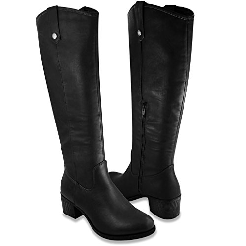 Rampage Womens Italie Riding Boot 8.5 Black Distressed