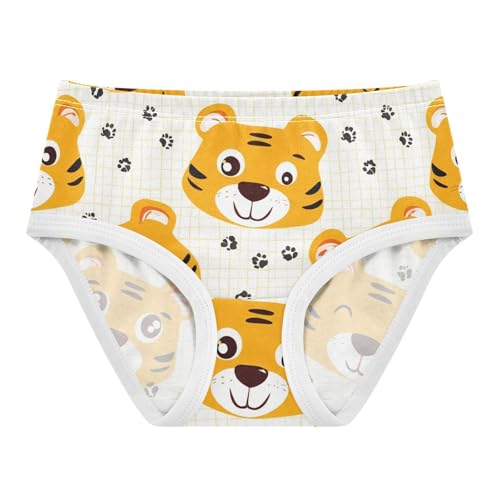 Cotton Toddler Underwear Floral Cute Cartoon Tiger Faces Beige Girl Panties Cute Animal Kids Undies Briefs 2t
