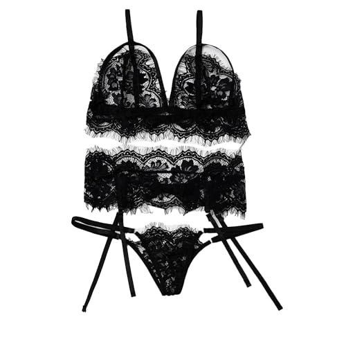 Ensemble de lingerie fine avec corset en maille brodée et soutien-gorge à armatures noir