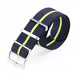 SUPKOUMKBG Correa de reloj de nailon for correa de lona for Seiko de 20 mm y 22 mm, pulsera de tela for hombre y mujer.(Dark Blue Yellow,20mm)