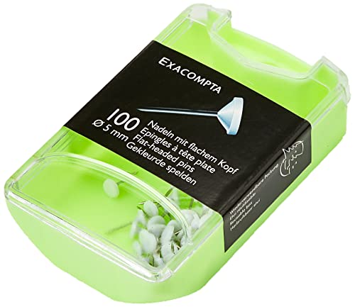 Exacompta - Réf. 14500E - Boîte de 100 épingles de signalisation à tête plate unie - Hauteur de la pointe 8 mm - Diamètre 5 mm - Adaptés pour les plans...