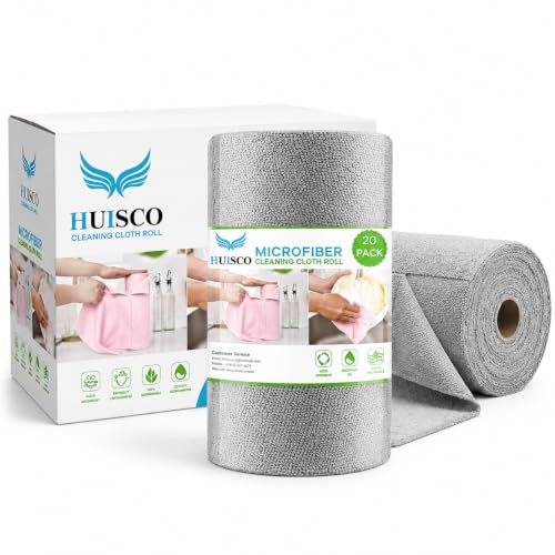 Image of Reusable Cleaning Cloth Roll 20 Pcs | Washable Paper Towel Alternative | Absorbent Kitchen & Home Cleaning Cloth | Eco-Friendly & Lint Free - 25x25 cm (1 Roll) (Grey)