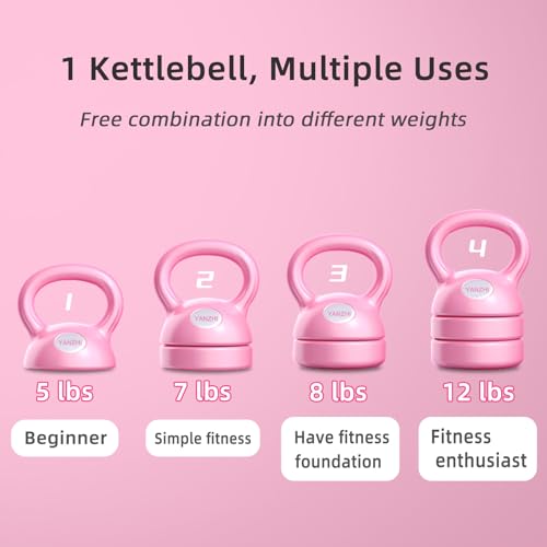 Kettlebell, Adjustable Kettlebell Weights 5lbs, 8lbs, 9lbs, 12lbs, Exercise Handle Grip Kettlebells Great for Home or Gym Workout Free Weights Men Women Full-Body. - Image 6