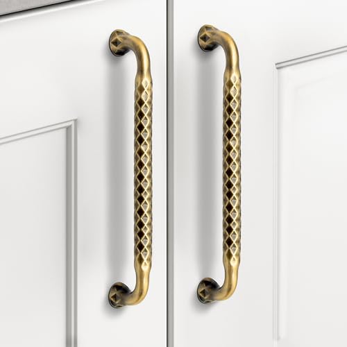 Plantex Cabinet Handle/Kitchen Cabinet Door Handle/Wardrobe/224 mm Cupboard Handle/Door Pull-Push Handle for Home/Office - Pack of 2 (Brass Antique)