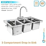 AmGood Stainless Steel Drop Sink - 3 Compartment Drop in Sink | NSF Certified (10" x 14" x 10" With Faucet) - Image 2