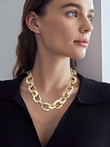 Roe Dolph Gold Chunky Necklace For Women Punk Cuban Link Chain Choker Necklace For Teen Girls Thick Hip Hop Necklace For Egirls(Chunky Chain) #TOP7