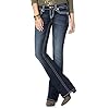 Miss Me Women's Loose Saddle Stitch Border Boot Cut Jean, Dark Blue, 34W x 32L