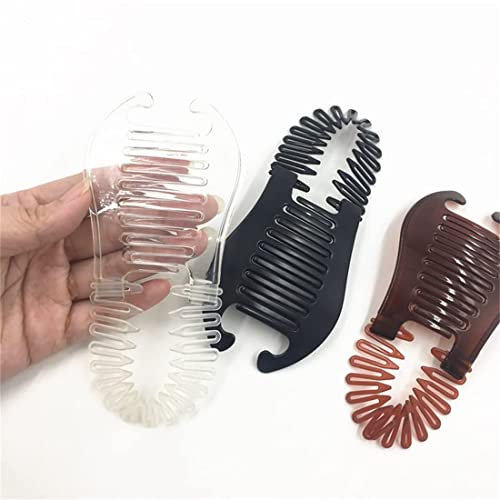 New Banana Hair Clips For Women - 3Pcs Banana Clips Hair For Thick Hair, Plastic Interlocking Banana Clip, Soft Bendable Hair Combs, Clincher Ponytail Styling Tools (3×Brown) #TOP4
