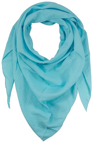 fashionchimp BASIC-Dreieckstuch in Uni-Farben aus 100% Baumwolle, Dreieck Musselin-Schal, leichtes Tuch für Damen und Herren (Soft-Türkis)