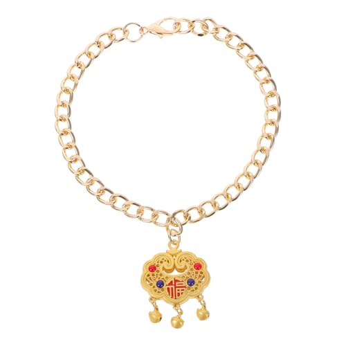 BCOATH Adjustable Pet Jewelry Necklace with Longevity Lock Pendant and Jingle Bell for Dogs and Cats Sturdy Metal Charming Design for Holiday Festivities and Everyday Wear