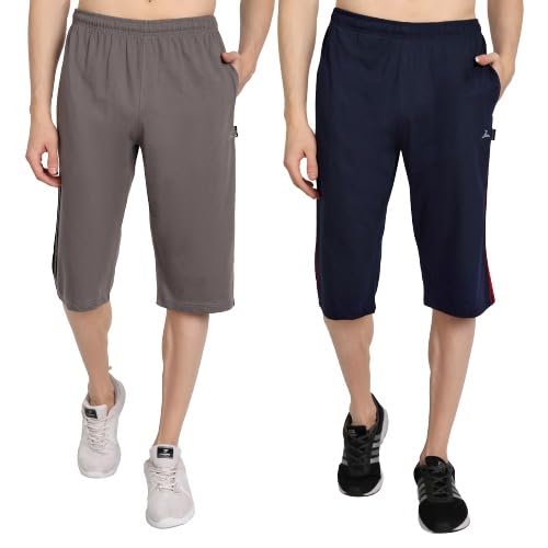 zeffit Men's Regular Fit Cotton Blend Capri| Men Three Fourth Combo |3/4th Shorts for Men | men three quarter pant for Running, Gym, Yoga etc. Pack of 2-picture-14