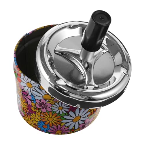 LIFKOME Posacenere Per Esterno in Metallo Coperchio Rotante Automatico, Contenitore Per Sigarette Antivento Piccolo, Portacenere Da Casa Pulito e Versatile Per Giardino e Patio