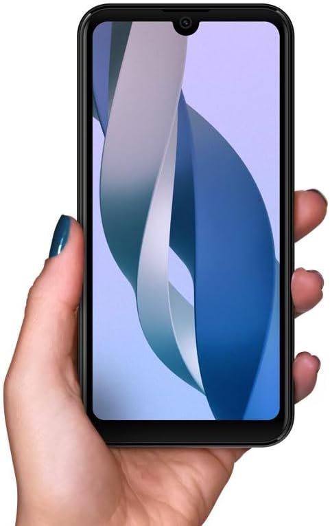 BLU G33 Smartphone held in a hand, showing the display with a dynamic wallpaper.
