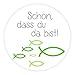 in due Aufkleber 'Schön, DASS du da bist!' Fische grün für Kommunion, Konfirmation & Taufe - 24 Stück 4 cm Ichthys