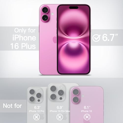 Image of JETech Matte Cover Case for iPhone 16 Plus 6.7-Inch, Shockproof Military Grade Drop Protection, Frosted Translucent Back Phone Cover, Anti-Fingerprint (Pink)