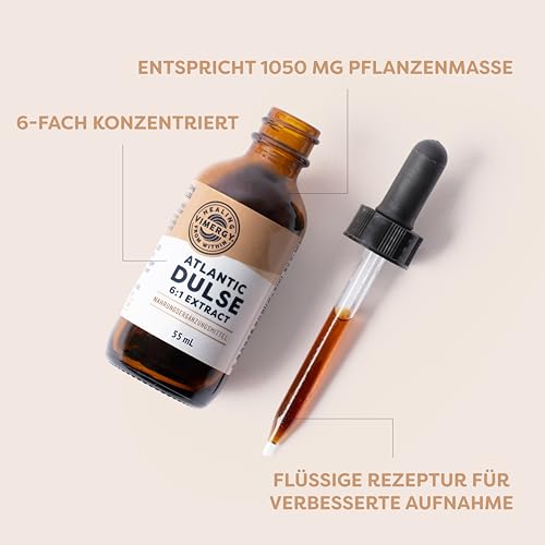 Vimergy Atlantic Dulse – Nahrungsergänzung aus Lappentang – Atlantic Dulse Tropfen auf Glycerinbasis – Rezeptur ohne Zucker oder Bindemittel – Gentechnik- und Glutenfrei (55 ml)