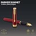 PARKER Sonnet Fountain Pen, Red Lacquer with Gold Trim, Fine Nib (1931473)