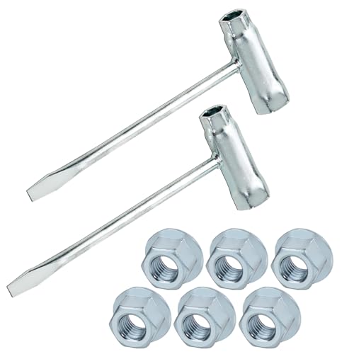 DemJamr 2pcs Combination 13 x 19mm T-Wrench and Screwdriver with 6pcs 503220001 Chainsaw Side Cover Bar Nuts, Fits for Husqvarna Craftsman Echo Poulan Chainsaws