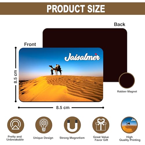 Image of Elegant Fridge Magnet with Themes |Rectangular Size Refrigerator Magnet with Magnetic Rubber Back | Pack of 1, 8.6cm X 5.4cm (Jaisalmer)