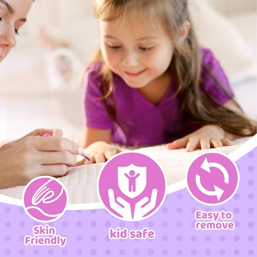 Cute Nail Kit for Girls Ages 6-12 - Ideal Birthday/Christmas Gift with Nail Dryer, Non-Toxic Peel-Off Polish, Sparkly Stickers, Rings & Bracelet - Surprise Little Princesses