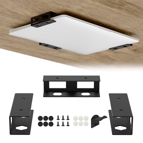 Support en métal pour ordinateur portable sous le bureau avec coussinets de protection anti-rayures compatible avec Lenovo, HP, Asus, ordinateurs portables,...