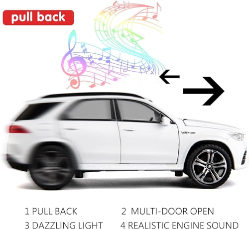 Image of 1 /32 Scale Benz AMG GLE 63S SUV Toy Car, Alloy Diecast Collectible Pull Back Car Model with Light and Sound Toy Vehicles for Adults Boys Girls Gift Toy (White)