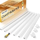 Delamu Cord Hider, Cord Covers for Wires on Wall, One-Cord Cable Hider, Self-Adhesive Wire Hiders Wire Covers for TV Cords on Wall, Easy Mount Cable Cover Management Kit, 6X W0.59 H0.4in, White