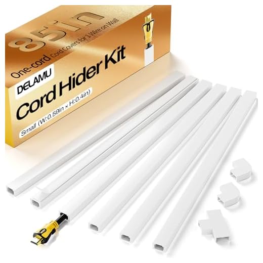 Delamu Cord Hider, One-Cord Channel 94in Cord Cover Wall, Paintable Wire Hider, Cable Cover Raceway, Cable Concealer for Wall Mounted TV, Wire Covers for Cords System, 6xL15.7 W0.59 H0.4in, White