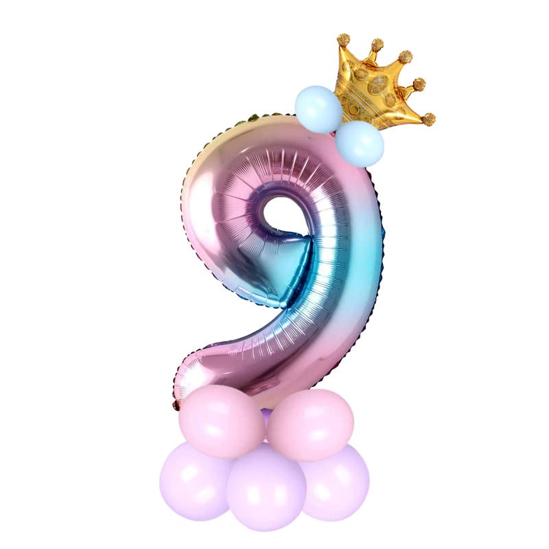 Image of Multicolor 32 Inches Numbers 9 Shape Large Big Foil Helium Balloons For Party Decorations In Happy Birthday Anniversary Office Items Materials Set Pack, Pack Of 13