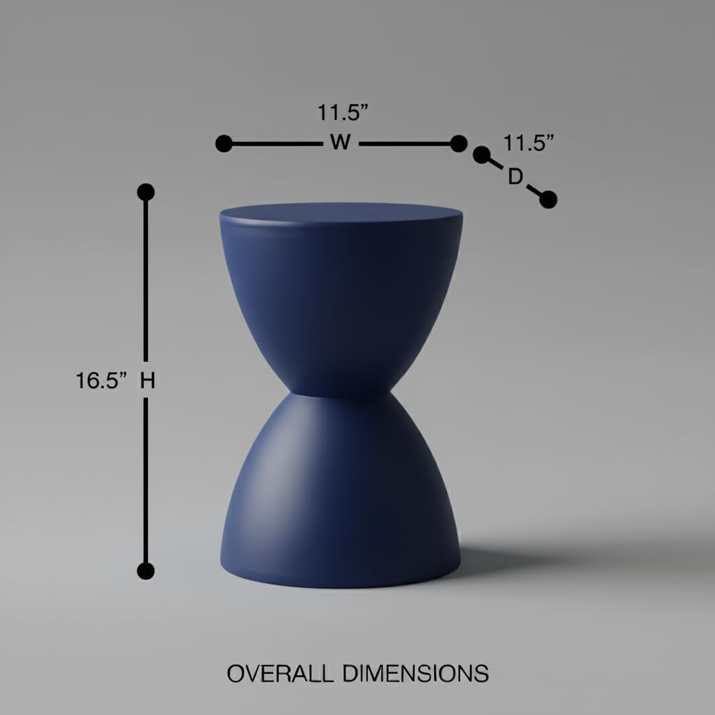Euro Style Sallie Indoor/Outdoor Stool or End Table | Modern Hourglass Accent Style | UV- Protected Plastic Extra Seating or End Table for Patio, Balcony, Poolside, Entryway, or Living Room | Blue