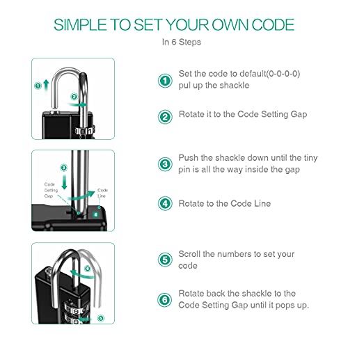 Image of ORIA 4 Digit Padlock, 4 Pack Combination Lock with 2 Key for Sports Locker, School Gym Locker, Fence, Toolbox, Case, Hasp Storage