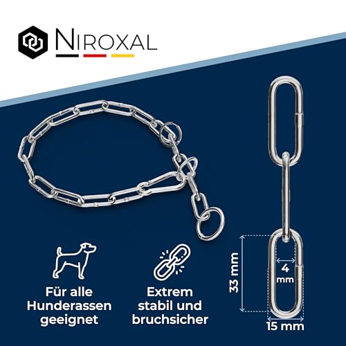 Kombikette für Hunde mit Halsumfang 53-56 cm aus Edelstahl V4A Hundekette mit Zugstop Kettenhalsband langgliedrig 4mm dick und 62 cm Gesamtlänge