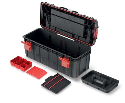 Kistenberg Werkzeugkiste Werkzeugkoffer Werkzeugkasten Werkstattkiste Toolbox Organizer im Deckel mit Boxen und Trennwänden, wasser- /staubdicht,...