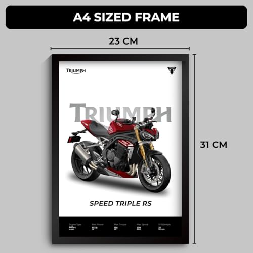 Image of Triumph Speed Triple RS Poster | Superbike Triumph Framed Poster | Framed Matt Superbike | Bike Posters A3 Size (31 x 23 cm) | Speed Triple RS Bikes Posters for Wall, Home, Bedroom, Living room decoration (F 030)